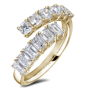 Cushion and Emerald Cut De Beers Forevermark Diamond Bypass Ring In 18K Yellow Gold