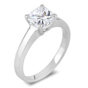 Princess Cut Canadian Diamond Solitaire Engagement Ring in 14K White Gold
