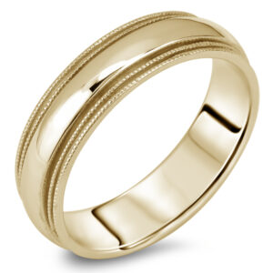 His & Her’s 6mm Brushed Inlay Wedding Band Ring In Yellow Gold
