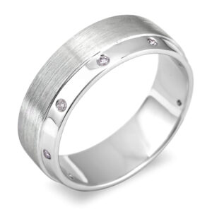 0.07 Carat TW Men's Edge Diamond Wedding Band Ring in White Gold