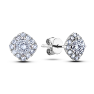 De Beers Forevermark Diamond Timeless Halo Stud Earrings in 18K White Gold