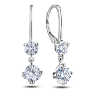 Canadian Diamond Dangle Hoop Earrings in 14K White Gold