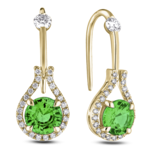 Peridot and De Beers Forevermark Diamond Dangle Earrings in 18K Yellow Gold