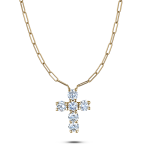De Beers Forevermark Diamond Cross Paperclip Necklace in 14K Yellow Gold