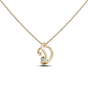 Canadian Diamond Letter D Pendant in Yellow Gold